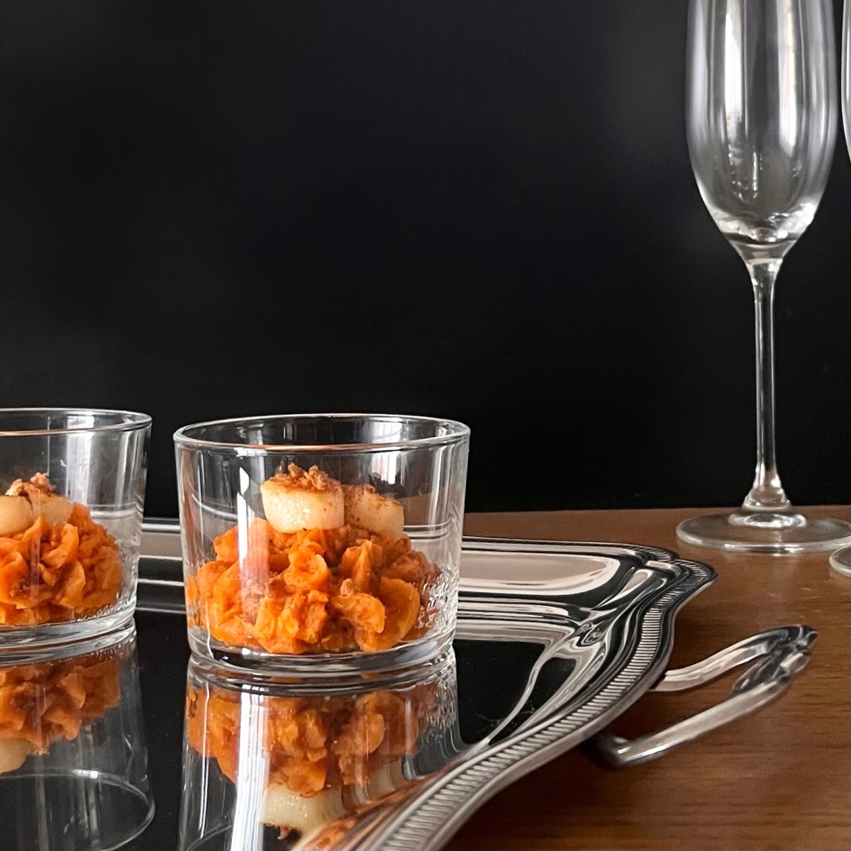 Verrines de St-Jacques et patate&nbsp;douce